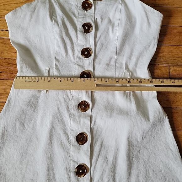 Forever 21 Belted Linen Blend Midi Sun Dress Fit Flare Coastal Summer - Picture 8 of 12